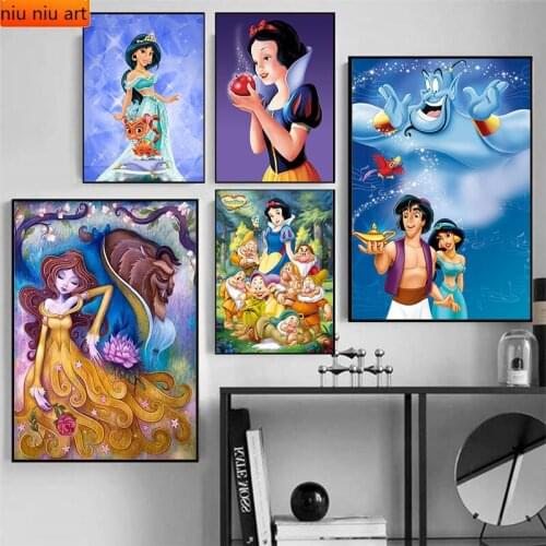 DIY Disney Anime Snow White Cinderella Princess Diamond Painting Cross Stitch Kits Full Diamond Embroidery Room Decor