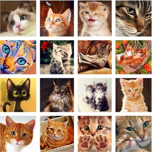 5D Diy Full Drill Diamond Painting Kit Cute Cat Animal Square Round Diamond Mosaic Embroidery Home Decor Kids Gift Cross Stitch