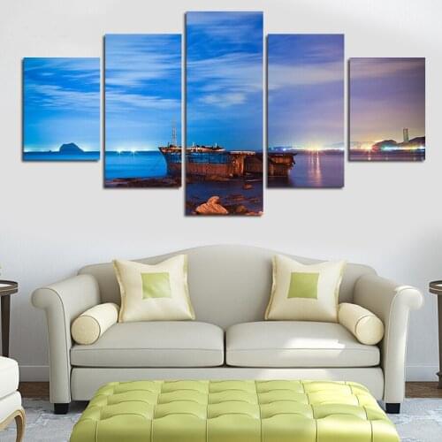 Five-Piece Set Hd Ocean Landscape Canvas Painting Combination Painting Living Room Murals and Prints Home Decoration Frameless