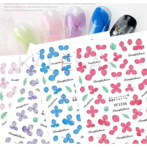 Forever Red Flower Nail Art Stickers Manicure Design Nail Decals Adhesive Sticker Blue Nail Transfer Foil Wraps DIY Charms