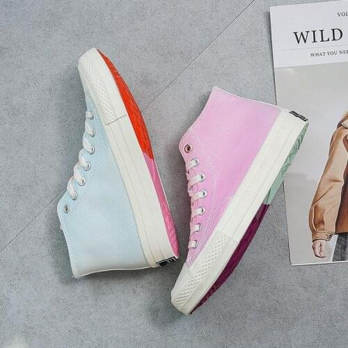 2021 new Womens Ultraviolet Color Change High-top Canvas Shoes Student Trend Fashion Board Shoes Fairy Kawaii Casual Sneakers