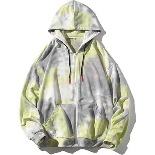 New Autumn Hoodies Men And Women Tie Dye Printed Hooded Outerwear Sweatshirt Fashion Street Zipper Coat Clothing Male Plus Size