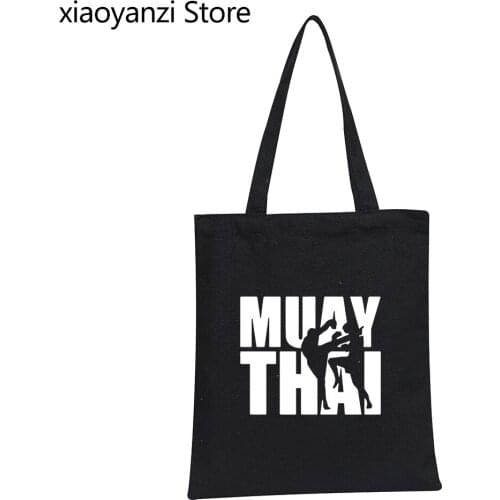 NEW Fashion Muay Thai Thailand Boxer Women Canvas Shopping Bag Geek Homme Eco Handbag Awesome Train Tote Reusable Shoulder Bag