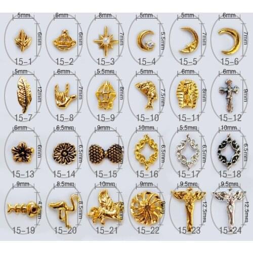 Wholesale 100pcs/bag 2016 Japan Nail Art Decoration Retro Floral Leaf Fish Crane Pharaoh Metal Nail Polish Sticker Nail Jewelry