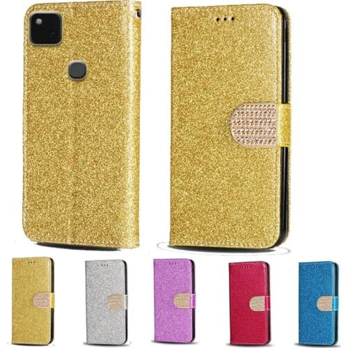 Luxury Glitter Diamond Flip Leather Wallet Phone Case For Google Pixel 4a 4G 5.81" Phone cover with card slot