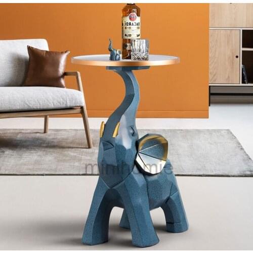 Luxury Sofa Side Table Elephant Coffee Table Living Room Simple Small Round Table Bedroom Small Creative Art Corner Nightstand