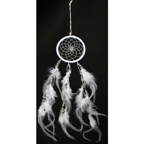 Handmade Girl Heart Indian Dream Catcher Net with Feathers Wall Car Hanging Decoration Ornament White Dreamcatcher Room Decor