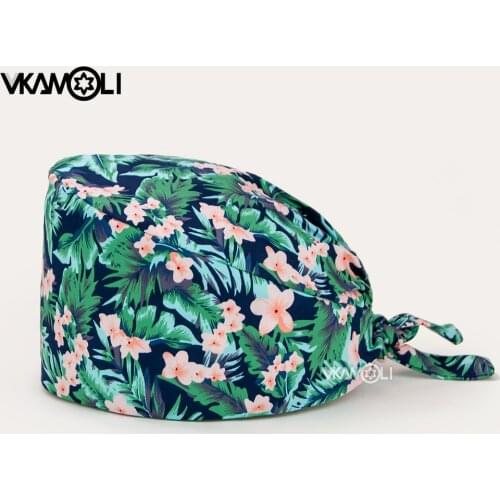 Flower print scrubs cap adjustable size Beauty salon hat Gorro quirurgico Cappello da dottore lab work cap
