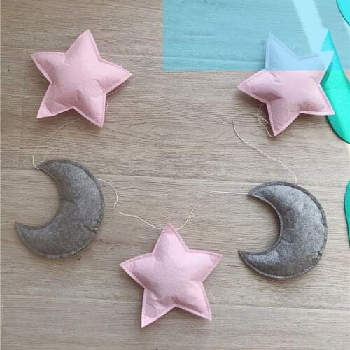 Nordic Felt Fabric String Star Garland Party Banner Tent Bed Mat Baby Shower Bunting Ornament Kids Room Hanging Wall Decor
