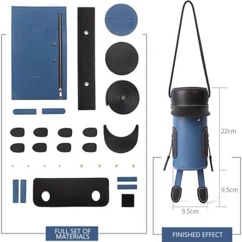 Lovers Bag DIY Leather Materials Packages Hand Sewn Leather Mini Bucket Bag with Hat Sewing Tool Set DIY Leather Material Bags