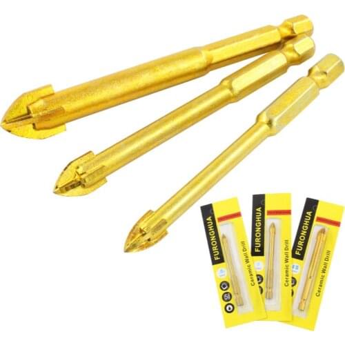 6mm 8mm 12mm Titanium Ceramic Glass Drill Bit Tungsten Carbide Cross Spear Head Drilling Tools For Metal Plastic Tile Cement