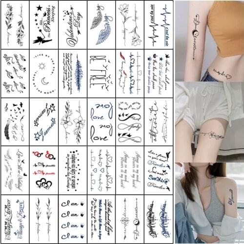 30pcs Feather Flower Waterproof Temporary Tattoos for Men Women Arm Neck Body Art Moon and Sun Fake Tattoos Flash Decals Tatoos
