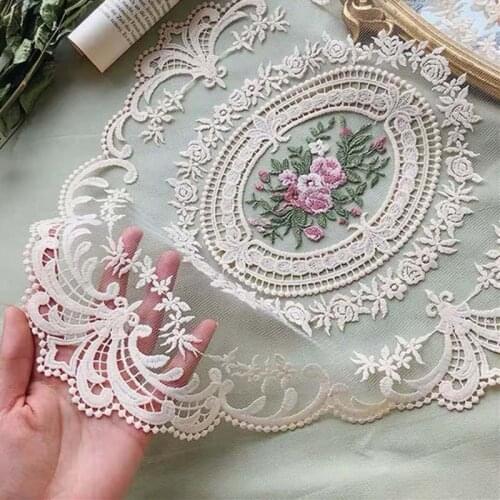 WhatIlife Retro Transparnt Lace Embrodiery Craft Tablecloth European Style Oval Placemat Living Room Kitchen Hotel Party Decor