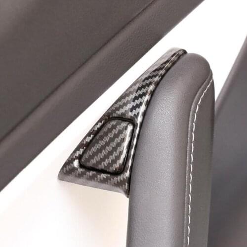 YAQUICKA For Tesla Model 3 2018 2019 Car Interior Door Lock Decoration Cover Stickers Car Trim Styling ABS Carbon Fiber Black