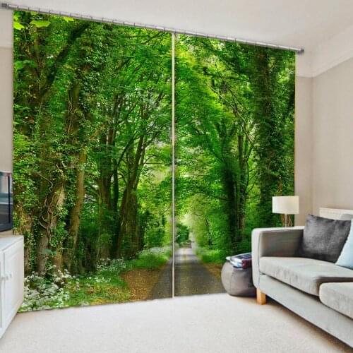 Custom 3D Blackout Window Curtain Forest Scenery Curtains For Living Room Bedroom Tree Path Photo Kids Room Curtains