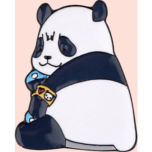 ZF2930 Jujutsu Kaisen Panda Jewelry Enamel Pins And Brooches Cartoon Creative Metal Denim Hat Badge For Friends Kids