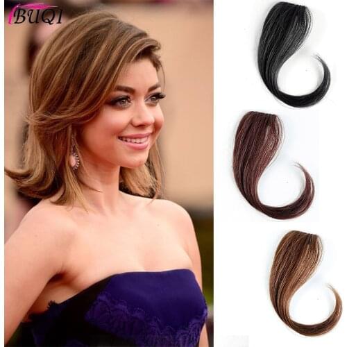 BUQI 25-35CM natural color Natural Hairpin in Bangs Front Side Bangs for Women Synthetic Clip In Bangs Hair Extensions