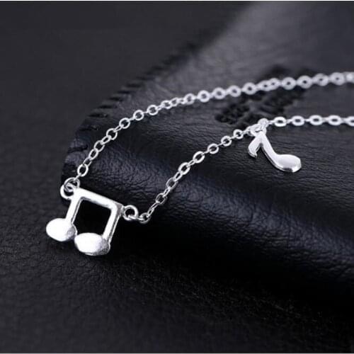 Real 925 Silver Fashion Creative Music Symbol Music Note Necklace for Women Accessories Female Colar Jewelry Birthday Gift SN140