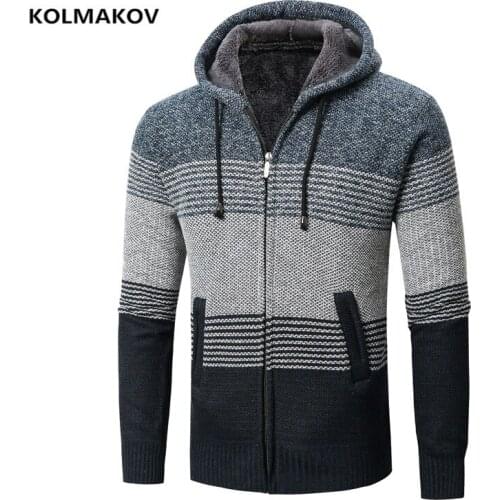 2021 winter Mens high quality Knitted thicken Mens Coats Hood Male Sweater Casual Keep warm Male Cardigan Sweaters Men MY069