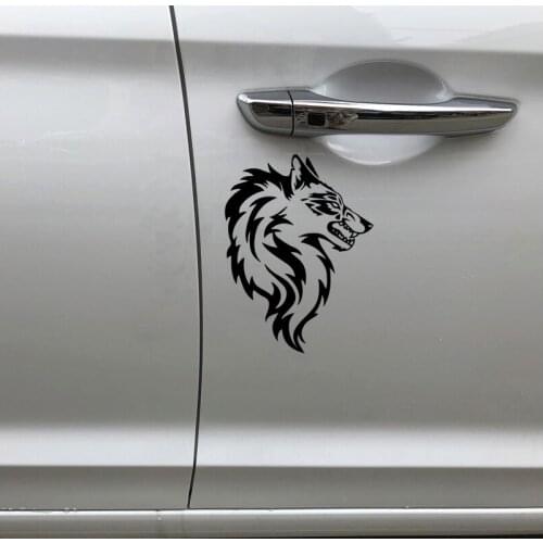 12.9CM*17.2CM Wolf Head Angry Expression Fashion Car Stickers Decor Bumper Vinyl Decal Black/Silver N1202