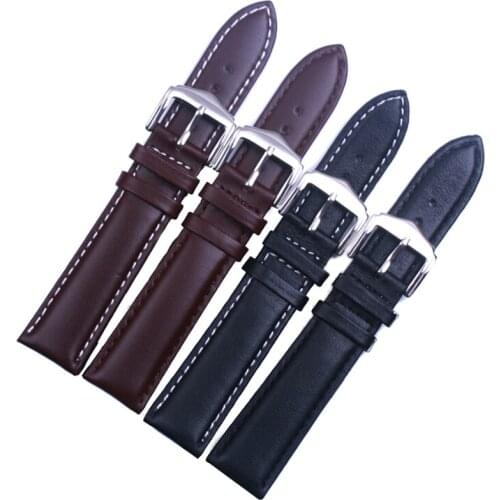 18mm 19mm 20mm 22mm High Quality Genuine Leather Black& Brown WATCHBAND Men Women watch bracelet Free Shipping