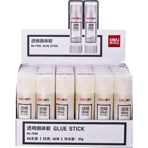 2pcs deli21g solid glue transparent glue stick for students, high viscosity envelope glue ACR strong glue school office supplies
