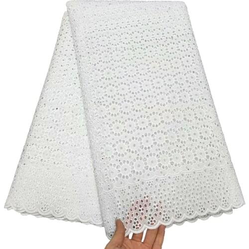 2021Latest High Quality African Nigerian Cotton Tulle Lace Fabric Wedding Fabric For Prom Dress Swiss Damask Party 2.5yards
