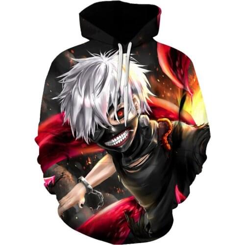 Anime 3D Printing Tokyo Ghoul Clothing Hooded Sweatshirt Fashion Women Men Sleeve Pullover Hoodie Teenager Sweatshirt