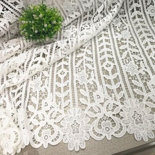 5Yards Top Quality White Embriodery Milk Silk Lace Fabric DIY Accessory Heavy African Water Soluble Lace Wedding Fabric