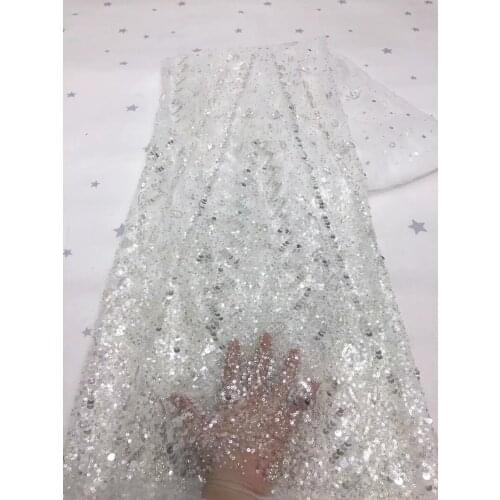 Handmade Beaded African Lace 2021 French Nigerian Lace Fabric Bridal High Quality Lace Embroidery Net Tulle Lace Fabric
