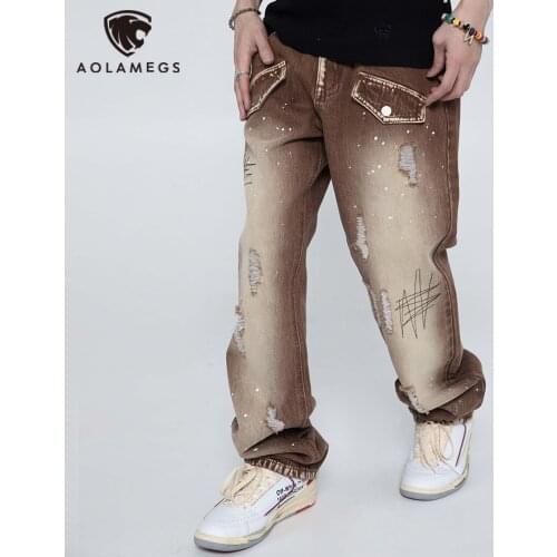 Прямые джинсы для мужчин Aolamegs China At AliExpress