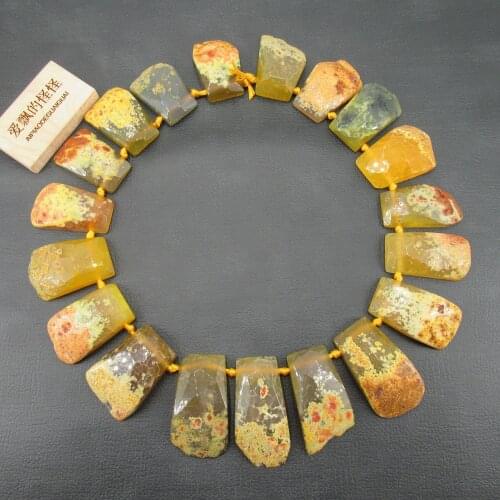 APDGG Yellow Orange Agate Stone Faceted Slab Nuggets Irregular Coated Gems Slice Loose Beads 17" Strand Jewelry Making DIY