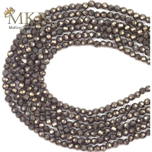 2 3 4mm Natural Stone Beads Faceted Pyrite Beads For Jewelry Making Loose Beads Diy Bracelet Necklace Accessories 15