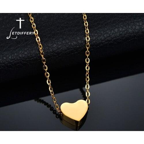 Letdiffery Simple Heart Pendant Necklace Stainless Steel Gold Color Love Bohemian Chain Necklace Jewelry Drop Shipping Collier