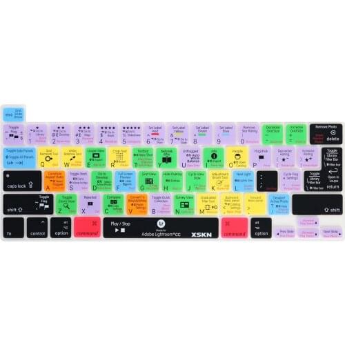 XSKN Lightroom CC Shortcuts Keyboard Cover Skin for 2019 New MacBook Pro 16 inch Touch Bar A2141 US and EU Version