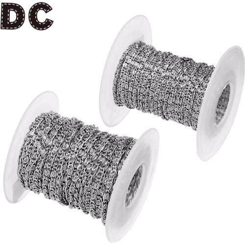 DC 10Yards/Roll 2mm 3mm Width Silver Stainless Steel Twisted Chain Jewelry Bulk Chains for Necklaces Bracelets Jewelry Making