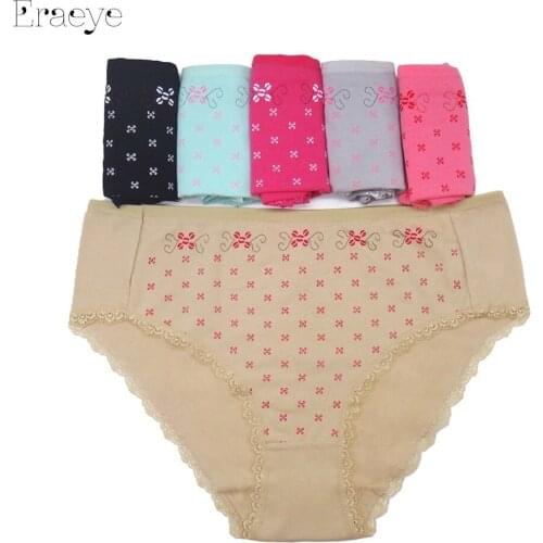 ERAEYE Brand 5 pcs Plus Size 4XL Cotton Panties Womens Underwear Briefs Solid Cute Bow Sexy Ladies Girls Factory direct sales