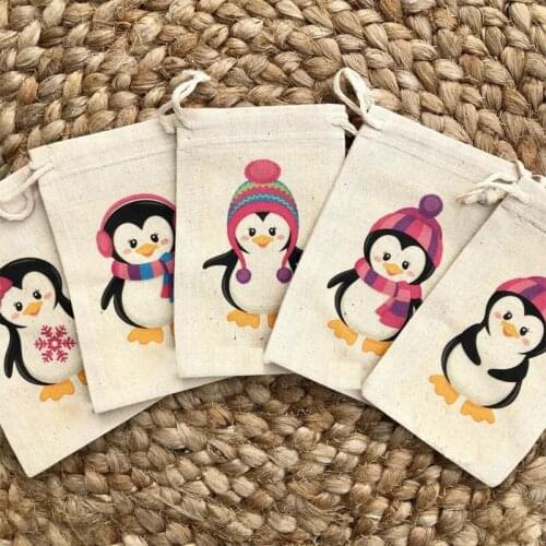 5 pieces Penguin candy Goodie chocolate Treat Bag Winter Wonderland Themed girl Boy Baby Shower Birthday Party decoration Favor