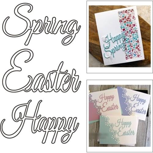 2021 New Script Spring Easter Happy Metal Cutting Dies For Mould Cut Paper Embossing Making Greeting Card Scrapbooking No Stamps