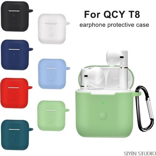 New Silicone Earphone Protective Case Cover For TWS QCY T8 Wireless Headset Protection Case For QCY T8 Soft TPU Case for QCY T8