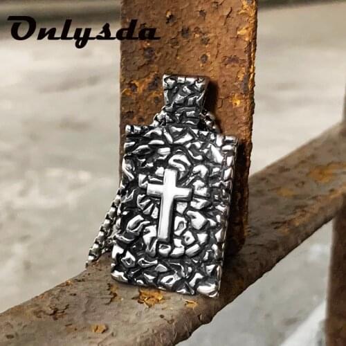 Retro Christian Jesus Single Titanium Scripture Cross Necklace Stainless Steel Black Prayer Choker Cross Pendants For Men Colar