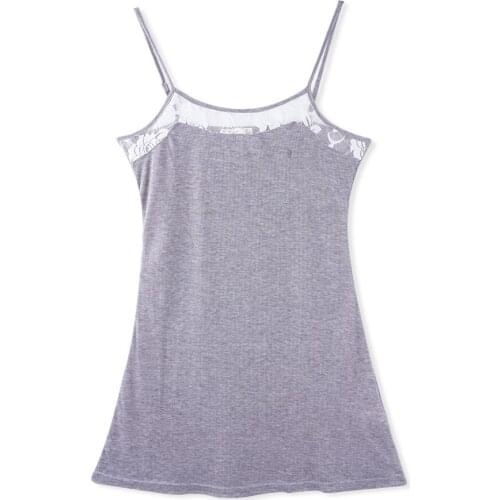 Sexy Lace Patchwork Sleepshirts for Women Nightgowns Sleepwear Sleeveless O-neck Spaghetti Strap Mini Spring Summer Night Dress