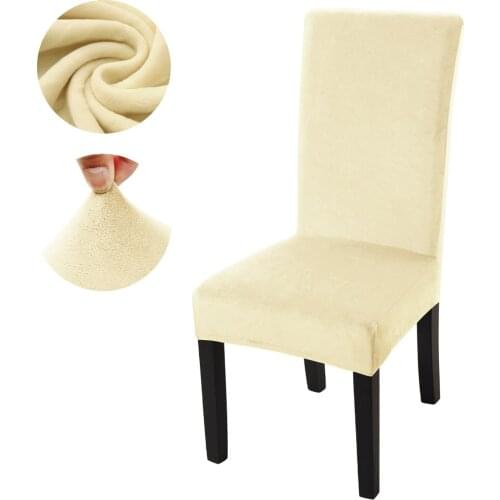 Plush Thick Chair Cover Washable Elastic Stretch Winter Warm Velvet Chair Protector Case Kitchen Restaurant Housse De Chaise