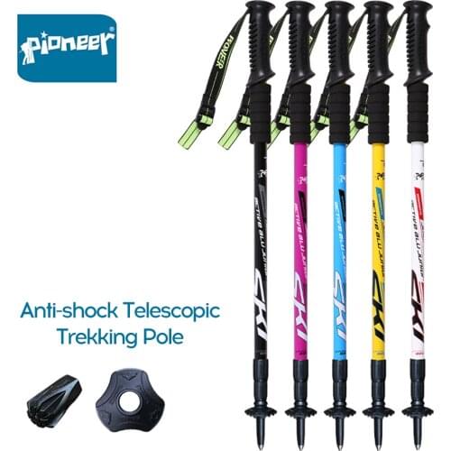 Anti Shock Hiking Walking Stick Trekking Trail Poles Stick Adjustable Scalable Canes Outdoor Survival Hiking Accessories