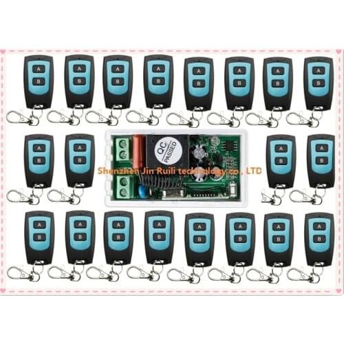 Latest AC220V 1CH 10A Remote Control Light Switch teleswitch Relay Output Radio Receiver Module and 20pc Waterproof Transmitter