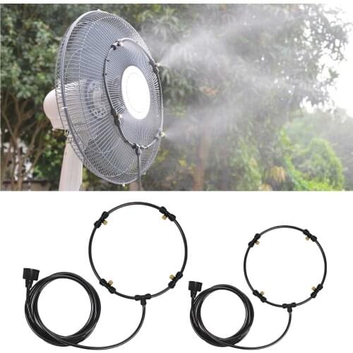 Garden Spray Portable Mist fan Ring 4 spray nozzles water mist fog sprayer cooling system 3m Hose with Brass Nozzles