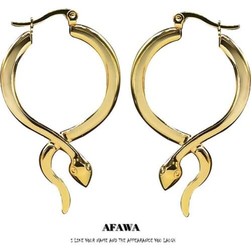 2021 Stainless Steel Snak Hoop Earing Women Gold Color Round Big Earrings Women Animal Jewelry boucles d'oreilles E9302S01