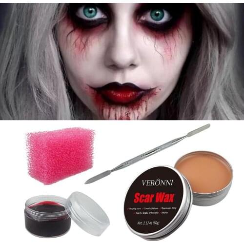 Scar Wound Skin Wax Makeup Wax Halloween Theatre Body Face Painting Nose Realistic Special Effect Fake Scar Makeup Wax Set
