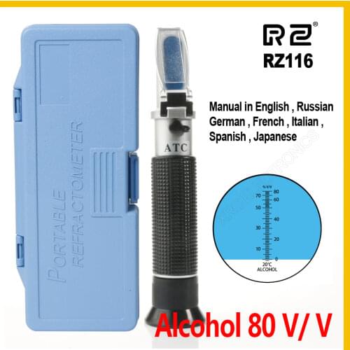 RZ Alcohol Refractometer Alcoholometer Spirit tester 0~80%V/V ATC Tool RZ116 concentration spirits meter Alcohol Refractometer