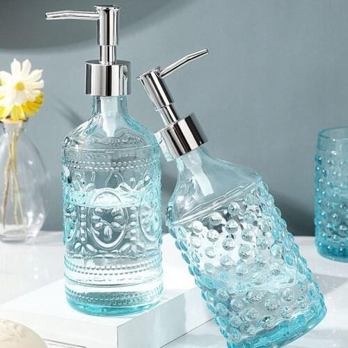 300ml Glass Soap Dispenser Bathroom Shampoo Bottles Shower Gel Hand Washing Empty Bottle Detergent Refill Press Sub-bottle